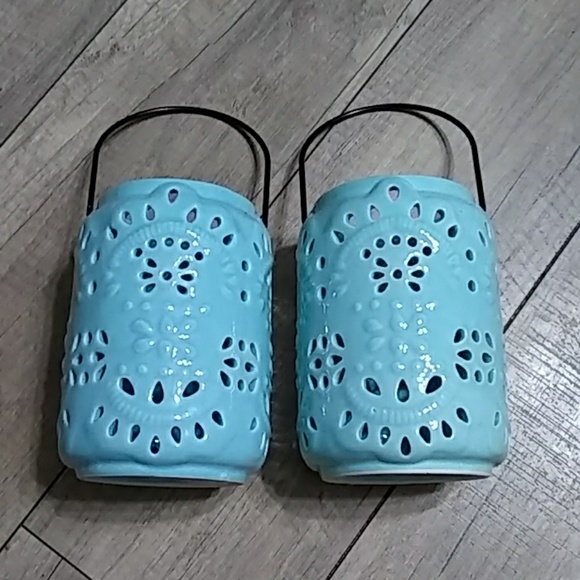 none Other - Candle Holders 2 Hanging Light Blue Never used.